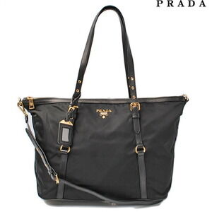 Prada Nylon Tote Shoulder Bag Black Strap